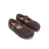 SWAYING Fall/Winter 2025: Cashmere-trimmed leather flat shoes SW-SW25AW4P06C3S37-HZ, Red-brown